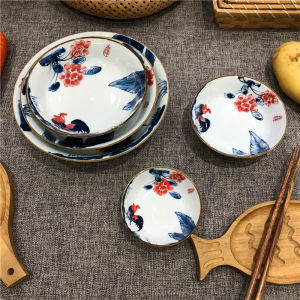 Retro Chicken Ceramic Bowl Plate Underglaze Temperatures High Rice Soup Dish Dessert Small Noodle Large Soup Fish Plate