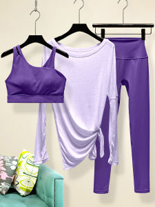 ชุดโยคะแขนยาวสีม่วง ชุดออกกำลังกายผู้หญิง แฟชั่นไฮเอนด์ ชุดโยคะระดับมืออาชีพ ฤดูใบไม้ร่วง/ฤดูหนาว ใหม่ 2025 ชุดคลุมแขนยาว