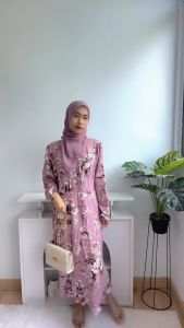 [Basica Moda] 97720 Gaun Dress Wanita Merinda Motif Floral Crepe Import 01