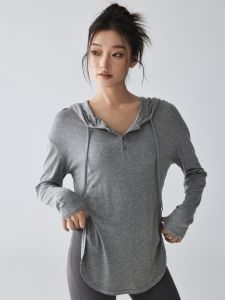 Early Autumn Training Workout Clothes Tops Womens Fall and Winter New Arrival Quick-Drying Running Sports Hooded Long Sleeves T-Shirt Yoga Blouse