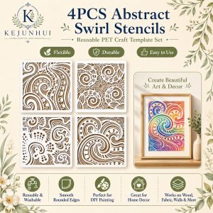 4PCS Abstract Texture Painting Templates Stencils Reusable PET Templates for Painting on Wood Wall Furniture DIY Home Decoration