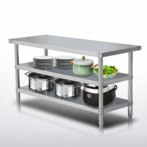 Round Edge Adjustable Stainless Steel Kitchen Work Table