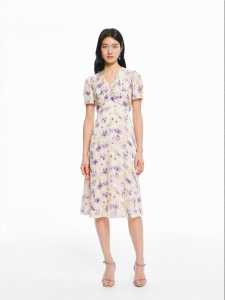 Koradior | Vintage Hong Kong Style Romantic Silk Floral Dress