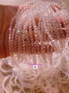 Sỉ 10 dây đá pha lê lấp lánh màu trắng hình chóp nón làm handmade