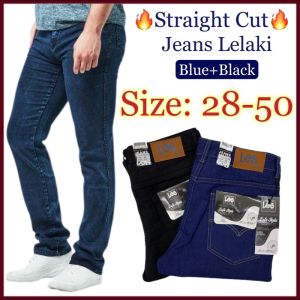 MENS PLAIN BLACK STRAIGHT CUT JEANS LONG PANTS BLACK JEANS/ JEANS LELAKI STRAIGHT CUT (28-48)