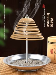 Stainless Steel Mosquito Coil Tray Creative Home Fireproof And Scaldproof Outdoor with Cover Mosquito Coil Holder Sandalwood Incense Burner