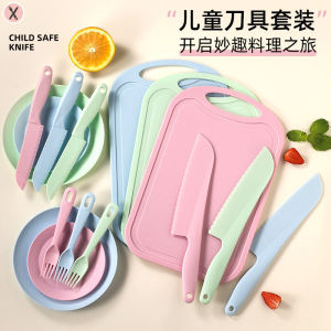 Childrens Safety Knife Set Plastic Fruit Knife And Cutting Board Educational Tools for Kindergarten Early Education Cooking Utensils