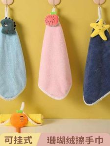 Coralline Fleece Hand Towels Hanging Kitchen Absorbent Baby Hand Towels Quick Dry Cloth Household Personal Cleaning Tools