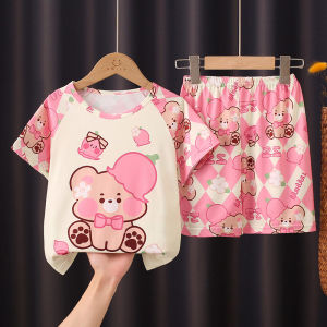 ชุดนอนเด็กฤดูร้อน ชุดนอนเด็กผู้ชายแขนสั้นบาง ชุดนอนผ้าฝ้ายลายการ์ตูน ชุดนอนสำหรับเด็กวัยกลางคนและวัยโต ชุดนอนสำหรับเด็กชายและเด็กหญิง