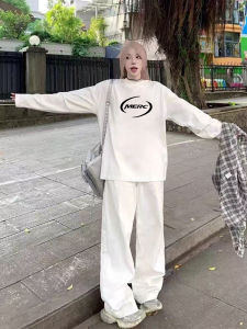 100% Pure Cotton American Style Long Sleeve T-Shirt Womens New 2025 Loose Shoulder Base Shirt Inner Wear White Bottom Shirt