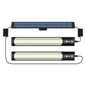 Motion Sensor Solar Lights with Remote - 4 Modes Waterproof Outdoor Wall Lamp for Garden Camping Emergency USB/Solar Charging