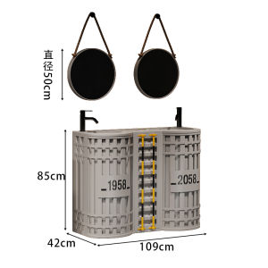 Retro Bar Small Integrated Washing Hand Double Basin Cabinet Hot Pot Restaurant Commercial Industrial Style round Personal Wash Basin