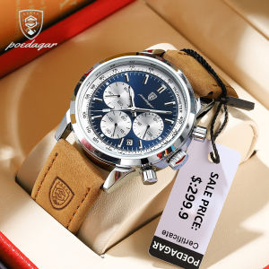POEDAGAR Watch for Mens Original Luxury Sports Luminous Date Business Waterproof Chronograph High Fashion Clock