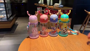 【MY Girl】600ml Bottle with Straw Cute Rabbit Water Bottles Infant Toddler Cartoon As Learning Cups