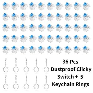 36/50/75PCS Keyboard Clickers for 3D Prints Strong Tactile Bump 3-Pin Mechanical Keyboard Switches Extra 10PCS Metal Keychain