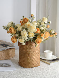 Artificial Rose Flower Bouquet Fake Silk Flower Lotus Flower Bedroom Home Decoration Simple Style Floral Arrangement Ornament