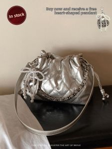 CHIO‘2ND | Elegant Pearl Chain Bucket Bag