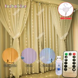 2M 3M Curtain Light 200/300 LED 8 Lighting Modes Copper Wire Fairy LightsRoom Curtain Hanging Light