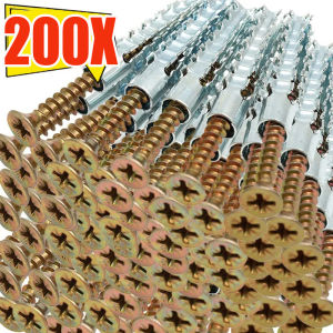 20/50/100/200 Sets Expansion Screw / Solid Serrat Thorny Wall Bolt / Serrated Tube Drill Plug / Self Tapping Screw / Sturdy Metal Fasteners / Expansion Tube Pipe Home Improvement