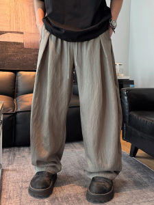 Quần Ống Rộng Lenzing Lyocell Nhanh Khô Cho Nam Mùa Hè Mỏng Mát Mẻ Màu Nâu Xám Quần Ống Đứng Rộng Rãi Thoải Mái