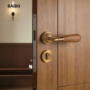 BAIBO | Vintage Antique Style Black Walnut Wood Magnetic Silent Lock