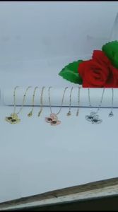 KALUNG TITANIUM LOVE ANGSA 2 PERMATA HITAM TERKINI PERHIASAN WANITA ELEGANT ANTI KARAT DAN LUNTUR