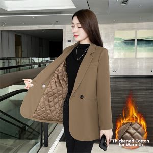 Warm Quilted Suit Jacket Womens Long Sleeve Coat