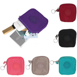Mini Nylon Waterproof Coin Purses Key Bag Wallets Portable Square Small Card Holder Zipper Zero Wallets Card Bags Headphone Bags