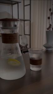 High Quality Transparent Borosilicate Glass Mug with Wooden Buckle Heat And Cold Resistant For Coffee Juice Tea Beverage