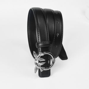 เข็มขัดผู้หญิงหัวเข็มขัดโลหะสีเงินหรูหรา หนัง PU อเนกประสงค์สำหรับหลากหลายโอกาส กางเกงยีนส์ กางเกงลำลอง จับคู่กับเสื้อผ้าได้