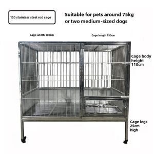 Stainless Steel Dog Crate Medium and Small Large Dog with Toilet Funnel Tray Flush Indoor Home Breeding Pet Cage