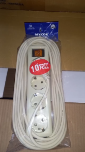 STOP KONTAK 4 LUBANG + KABEL ON OFF 10M FULL TEMBAGA PUTIH-S3