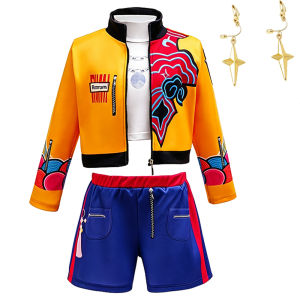 3PCS Korean Kids Clothes Children Girls Singer Performance Cosplay Costume Set With Top Skirt for Halloween Stage Dance Outfit