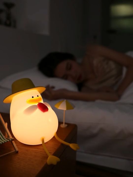 Cute Kids Happy Duck Night Light USB Rechargeable Lamp Silicone Pating Lamp Color Changing for Baby Bedside Room Home Decor Gift duck night lamp