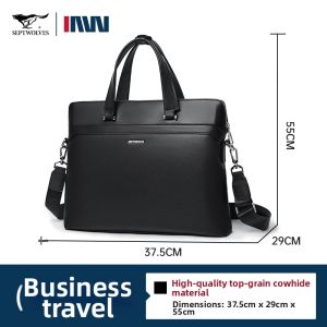 SEPTWOLVES | Leather Large Capacity Computer Briefcase