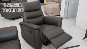 EGO Half Leather Recliner Armchair Lounge Chair Sofa Reclining Ergonomic Dark Brown