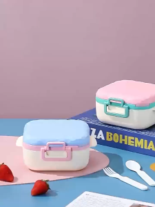 Lunchbox Korea 800ml Macaron 3 Sekat Bekal Korean Kotak Makan Anak Bento Free Sendok HX 54725