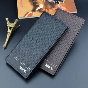 New Mens Wallet Long Slim Soft Leather Vertical Pattern Fashionable Youth Multi-Card Position Suitcase Korean Style Wallet