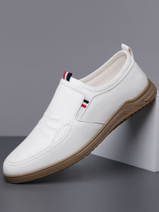 Mens Slip-On Driving Shoes Lightweight Comfortable Breathable Casual Leather Sneakers Business Commuter Sports Fashion