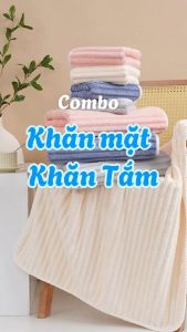 Combo Khăn Mặt Và Khăn Tắm PISCES TOWEL 35x75cm 70x140cm Mềm Mại Thấm Hút  Kháng KhuẩnKhăn Gia Đình