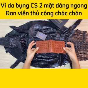 [FREE SHIP] VÍ DA CÁ SẤU THẬT 2 MẶT ĐAN VIỀN SANG TRỌNG MADE BY OVENIS