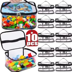 10Pcs Transparent Mesh Zipper Toy Storage Bag Large Capacity Puzzle and Block Organizer Ideal for Toy and Building Block Storage