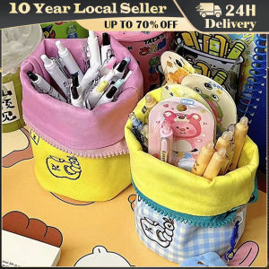 Creative Macaron Color Flip-top Pencil Holder Large Capacity Embroidered Pencil Bags Cute Student Stationery Storage Cylinder Japanese-Inspired Pull-Out Pencil Case - Large Capacity Cute Embroidered Design for Girls & Students Durable Nylon Material
