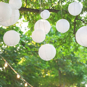 1Pcs 10-40CM White Round Chinese Paper Lantern DIY Wedding Birthday Party Valentines Day Decoration Paper Ball Lampshade