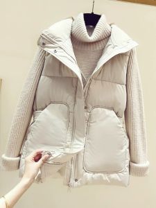 Womens down Cotton Vest 2025 Autumn Winter New Style plus Size Waist Cinched Outerwear Versatile Jacket Sleeveless Top