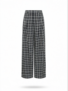 BADINA | Plaid Linen Casual Wide Leg Trousers