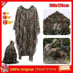 กีฬากลางแจ้ง3Dใบชุดกิลลี่สําหรับพรางตัวStealth GhillieสูทCS Woodland H-Unting Poncho Poncho Camo Capeเสื้อคลุม