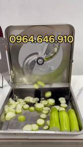 Máy thái lát củ quả Inox vừa chạy điện vừa thủ công 2 trong 1