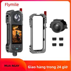Flymile Lồng Kim Loại Bảo Vệ Cho Insta360 X5 Hợp Kim Nhôm Khung Mở Rộng Adapter Gắn Với Bảo Vệ Ống Kính 360 °   Phụ Kiện Máy Quay Video