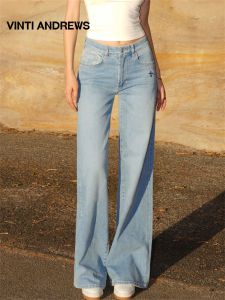 Slim Fit Stretchy Vintage Light Blue Straight Leg Jeans